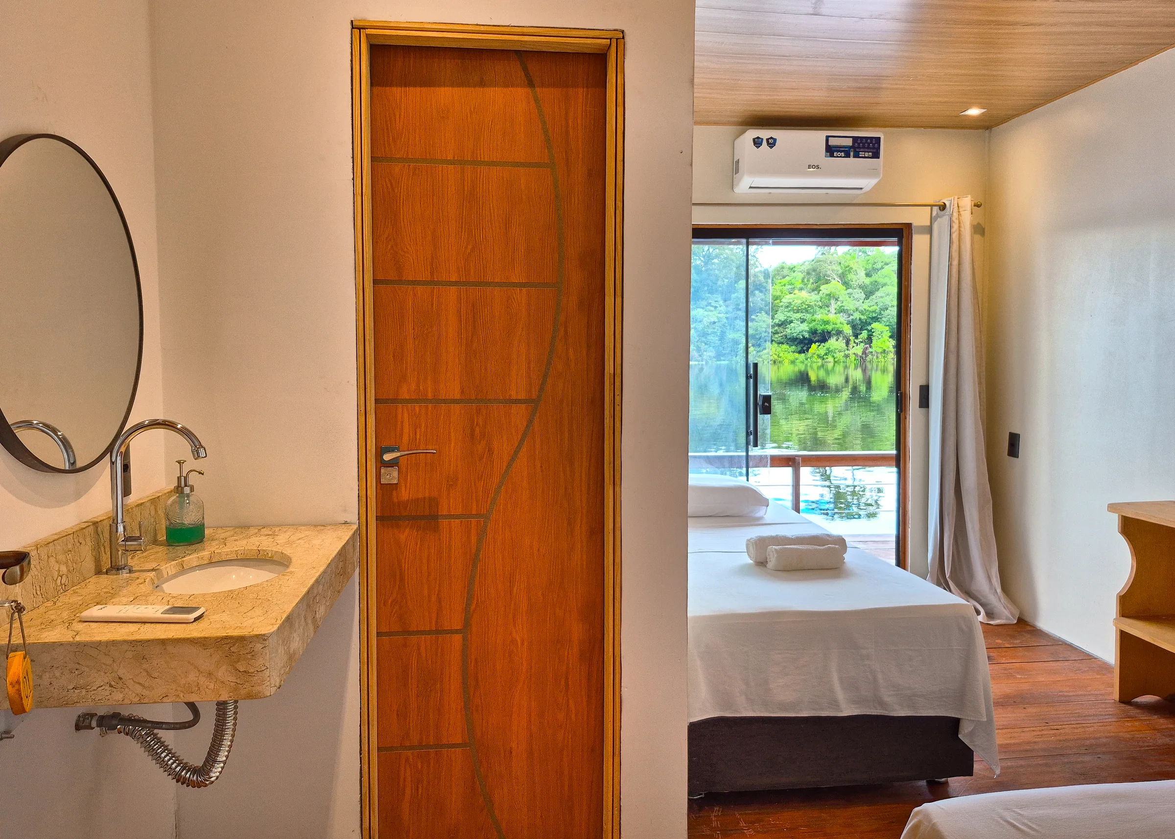 Vanity in a floating cabin bathroom