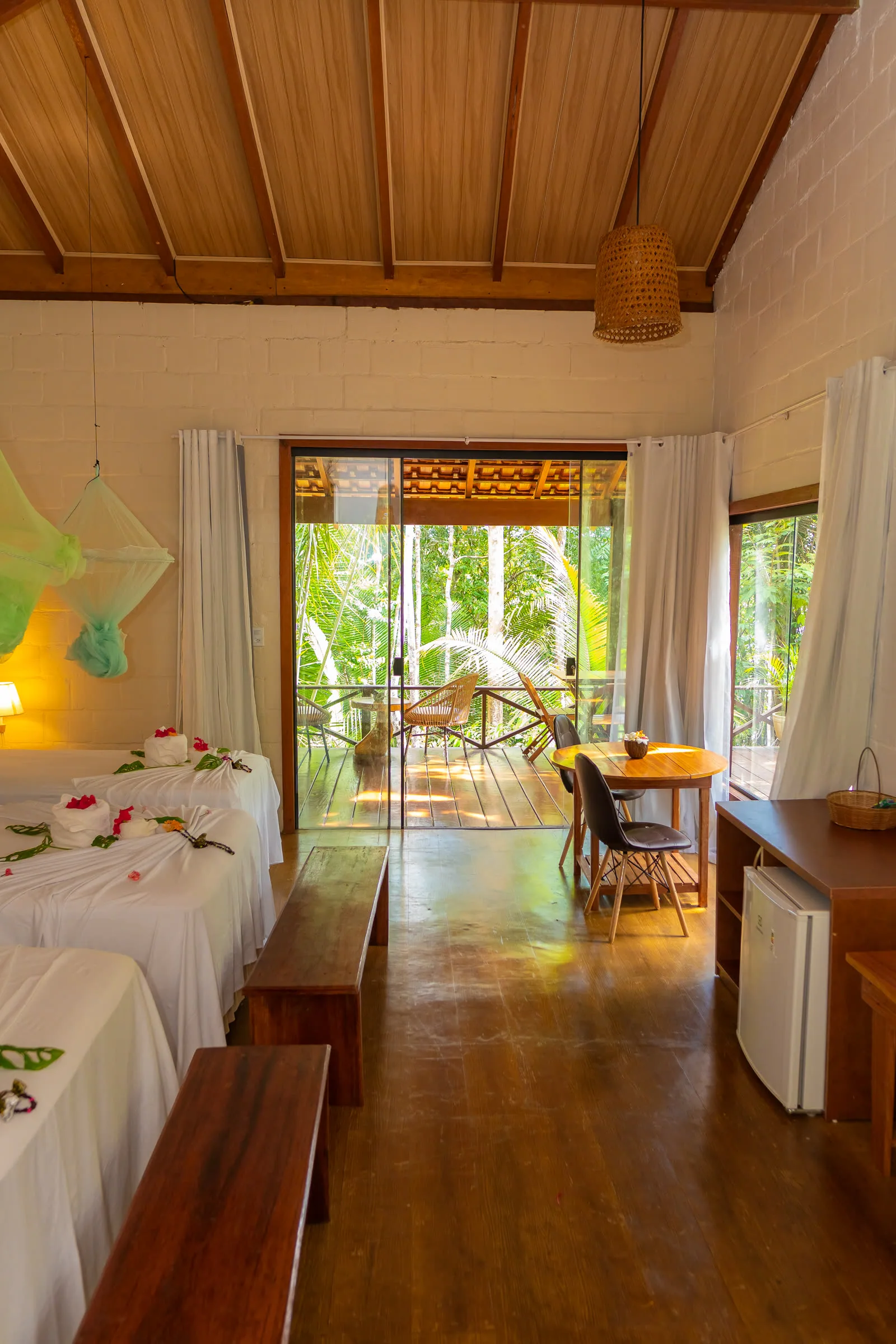 Spacious premium lodge suite with a forest view