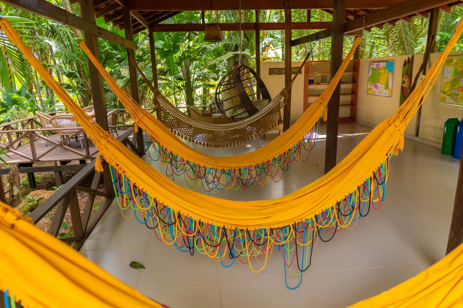 Lounge area of a premium suite with a hammock
