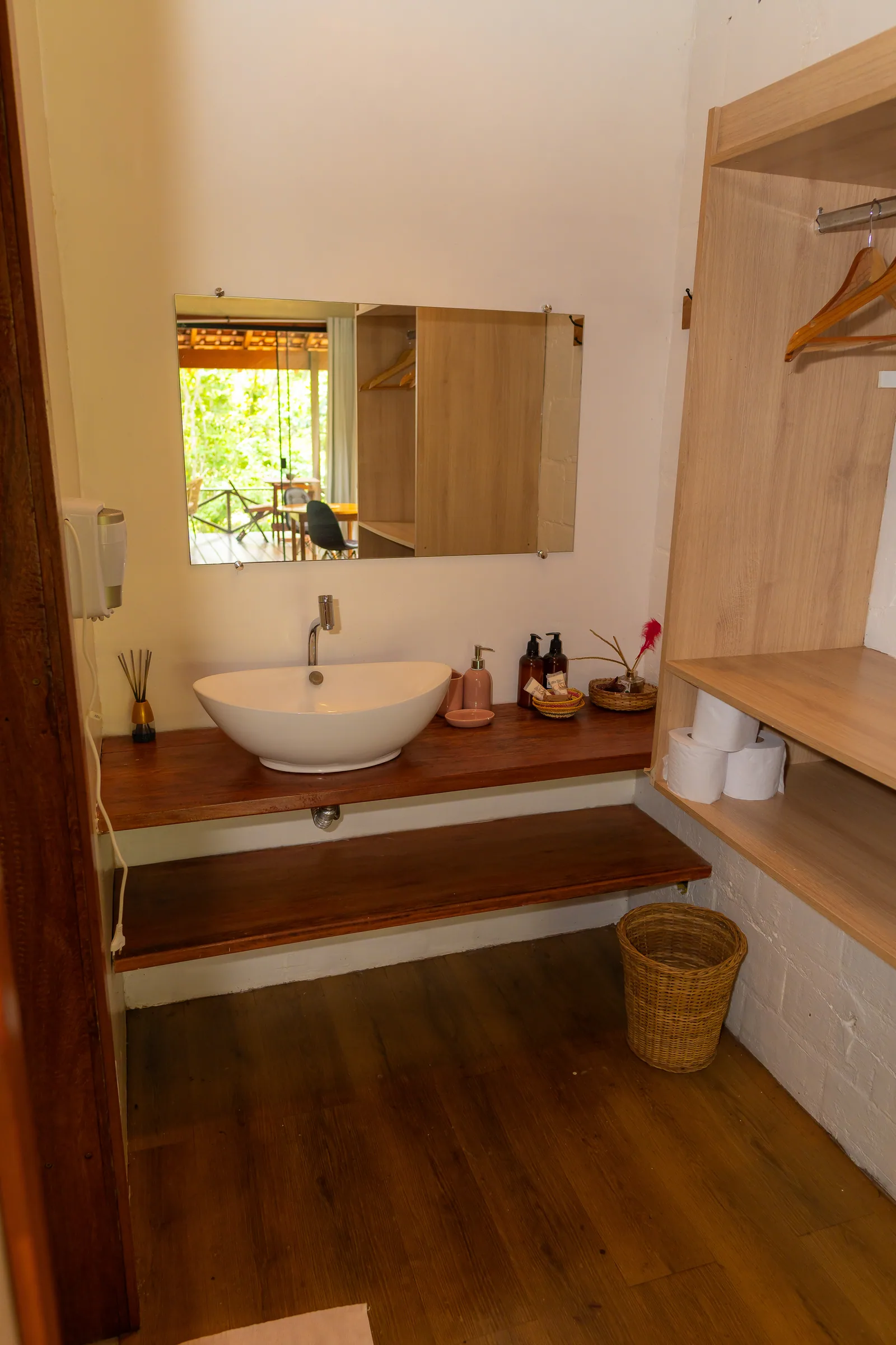 Vessel-sink vanity in a premium suite bathroom