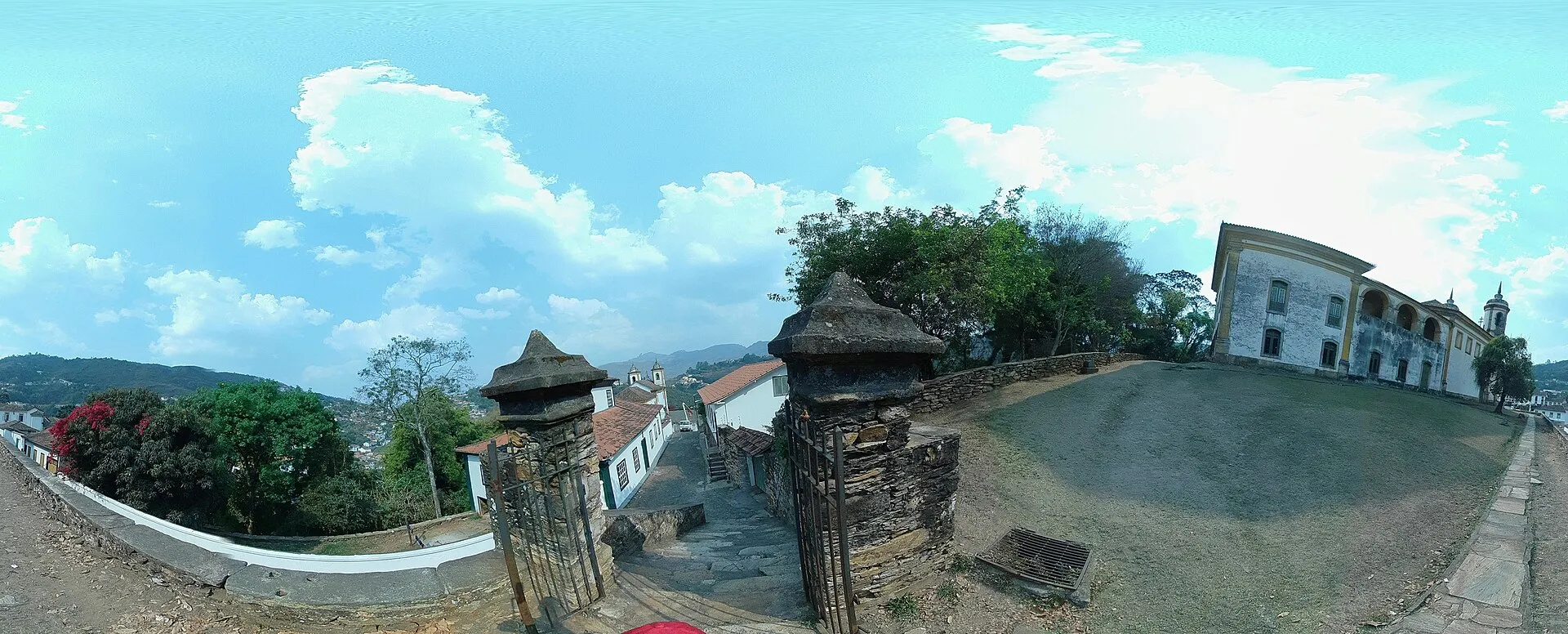 Baroque colonial houses and churches climbing the hills of Ouro Preto, Minas Gerais