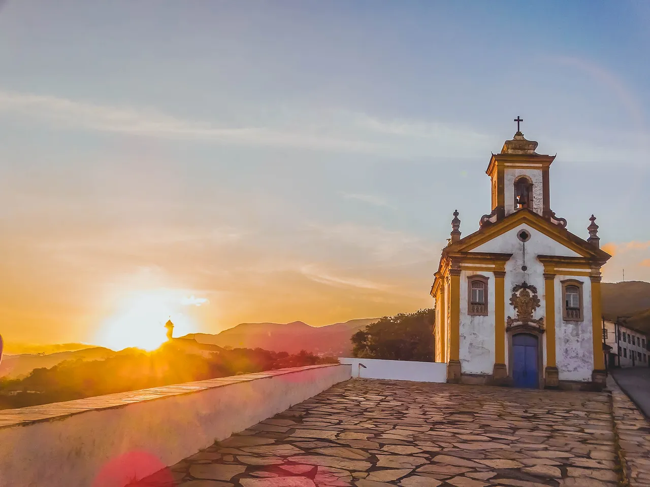 Baroque churches and colonial houses on the hills of Ouro Preto