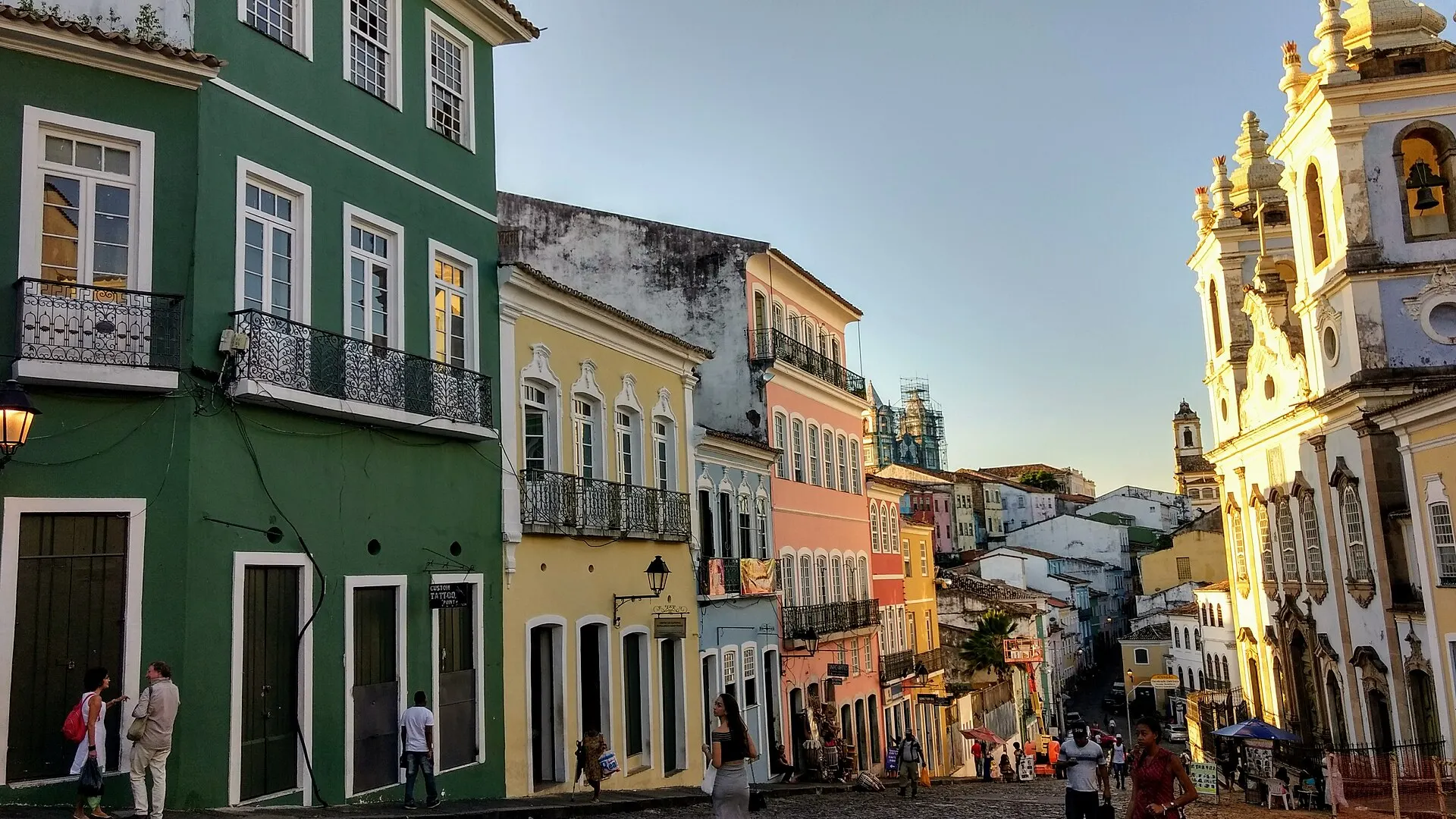 Colourful colonial houses of the Pelourinho old town in Salvador, Bahia