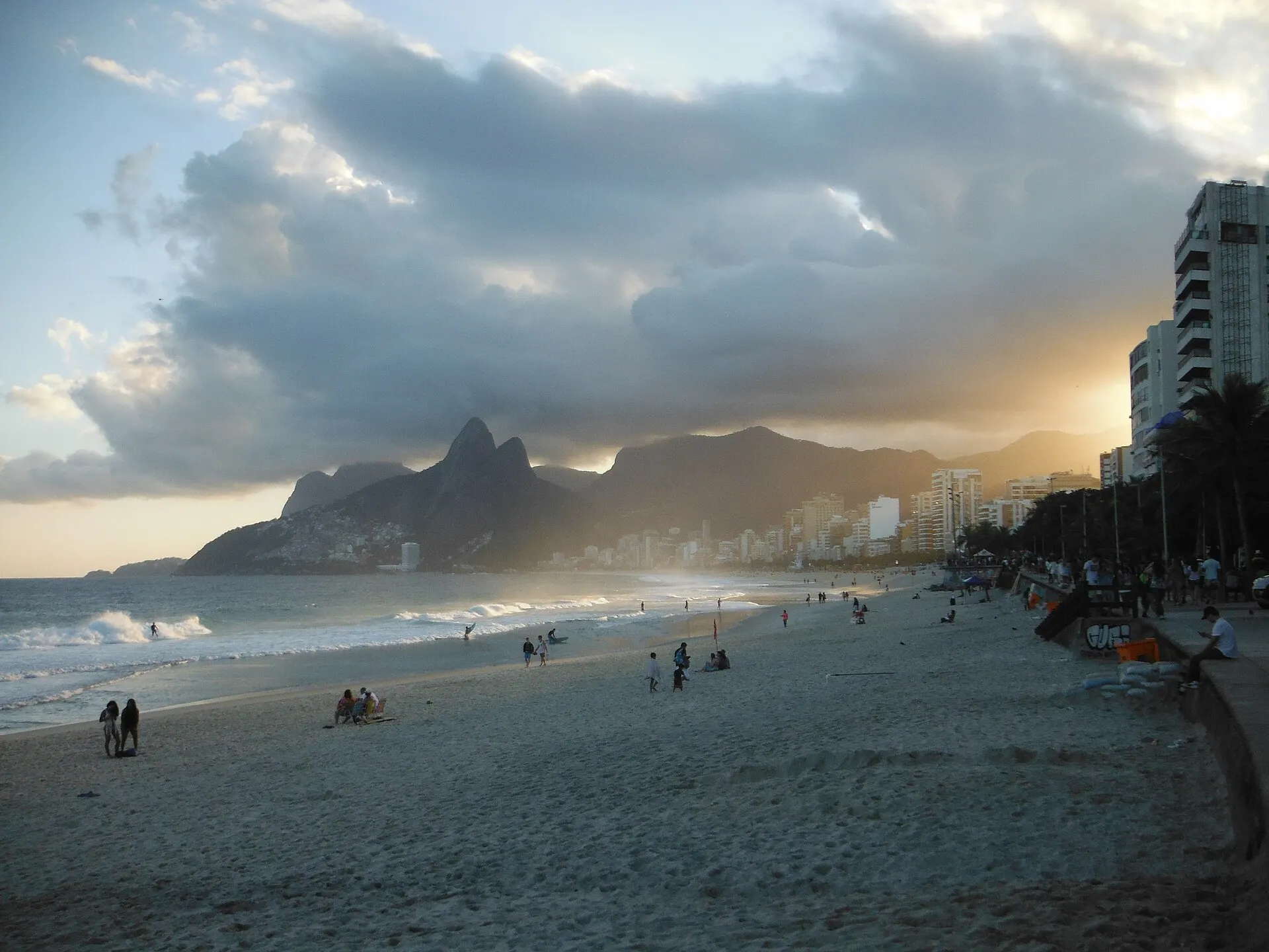 Sunset over Ipanema beach in Rio de Janeiro