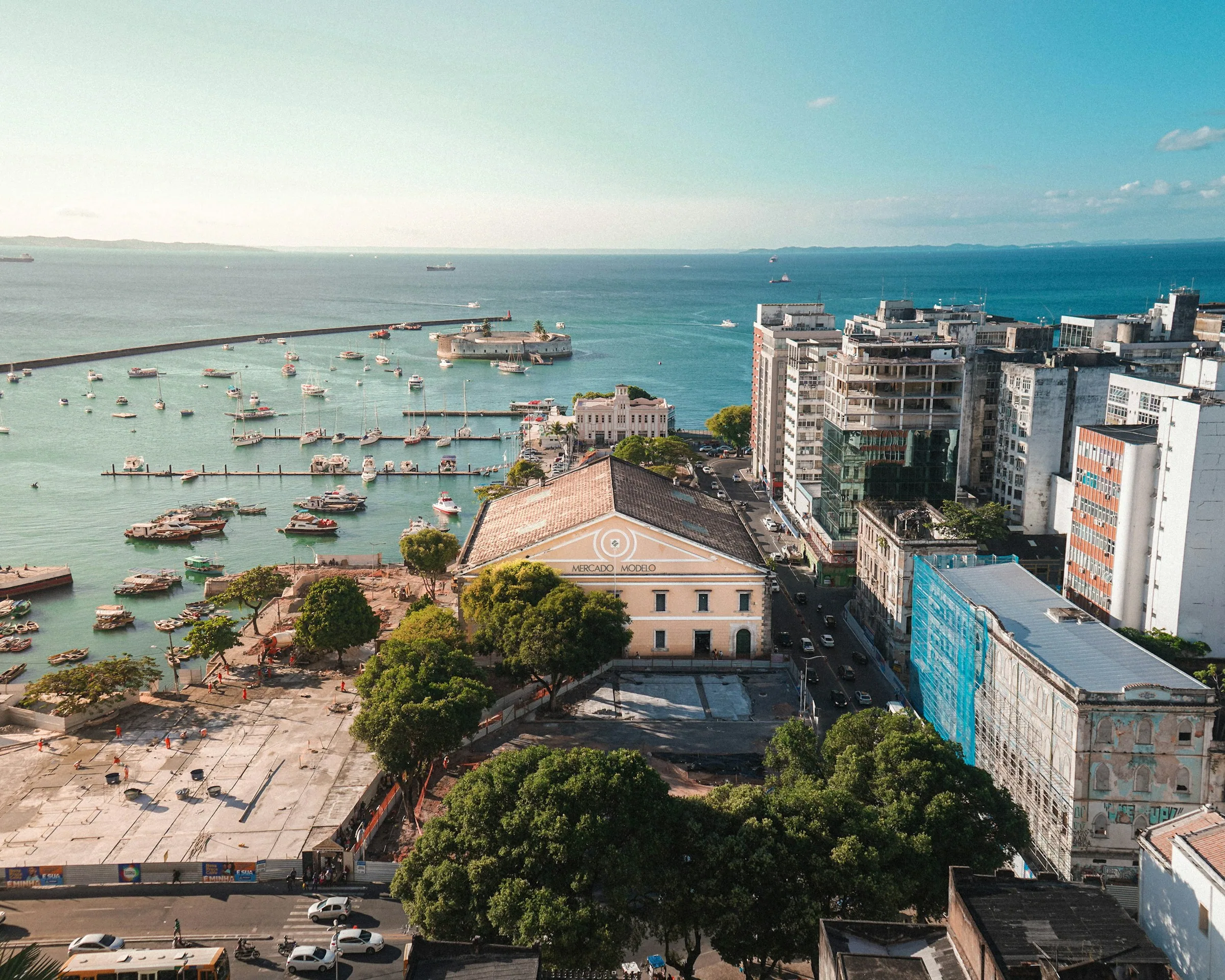 Salvador rising above the boats and water of the Bay of All Saints
