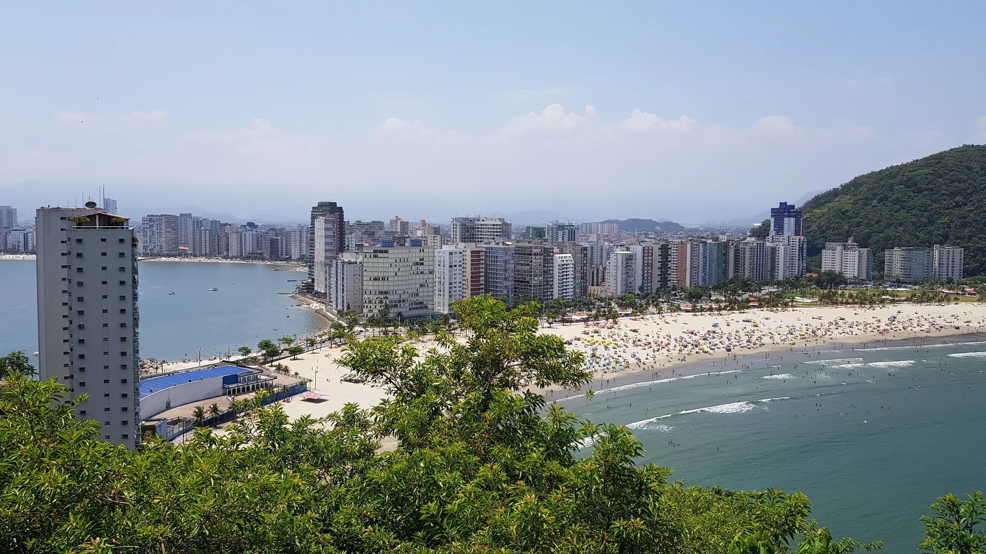 The seafront gardens and beach of Santos on the São Paulo coast
